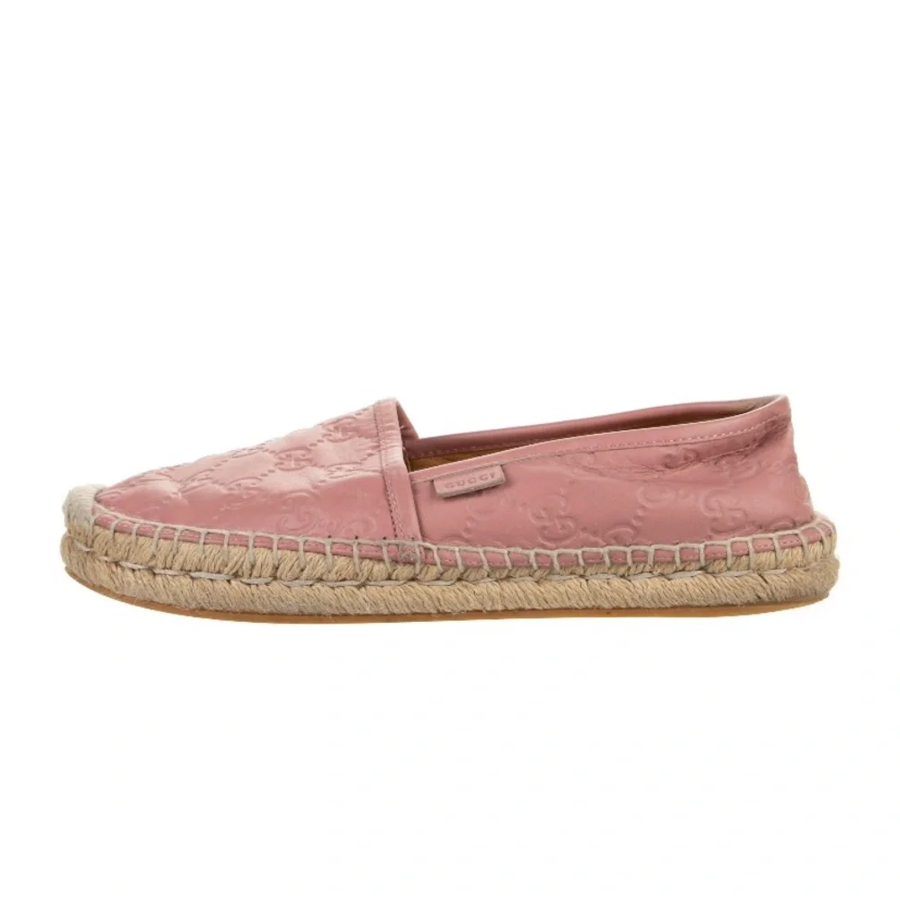 Gucci Pink Espadrille Slip-On Shoes
